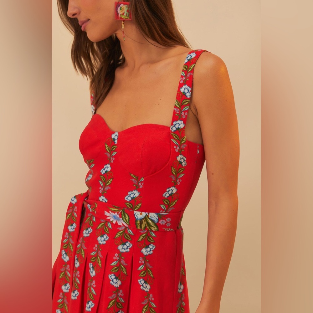 FARM Rio Red Floral Mini Dress - Picture 3 of 11